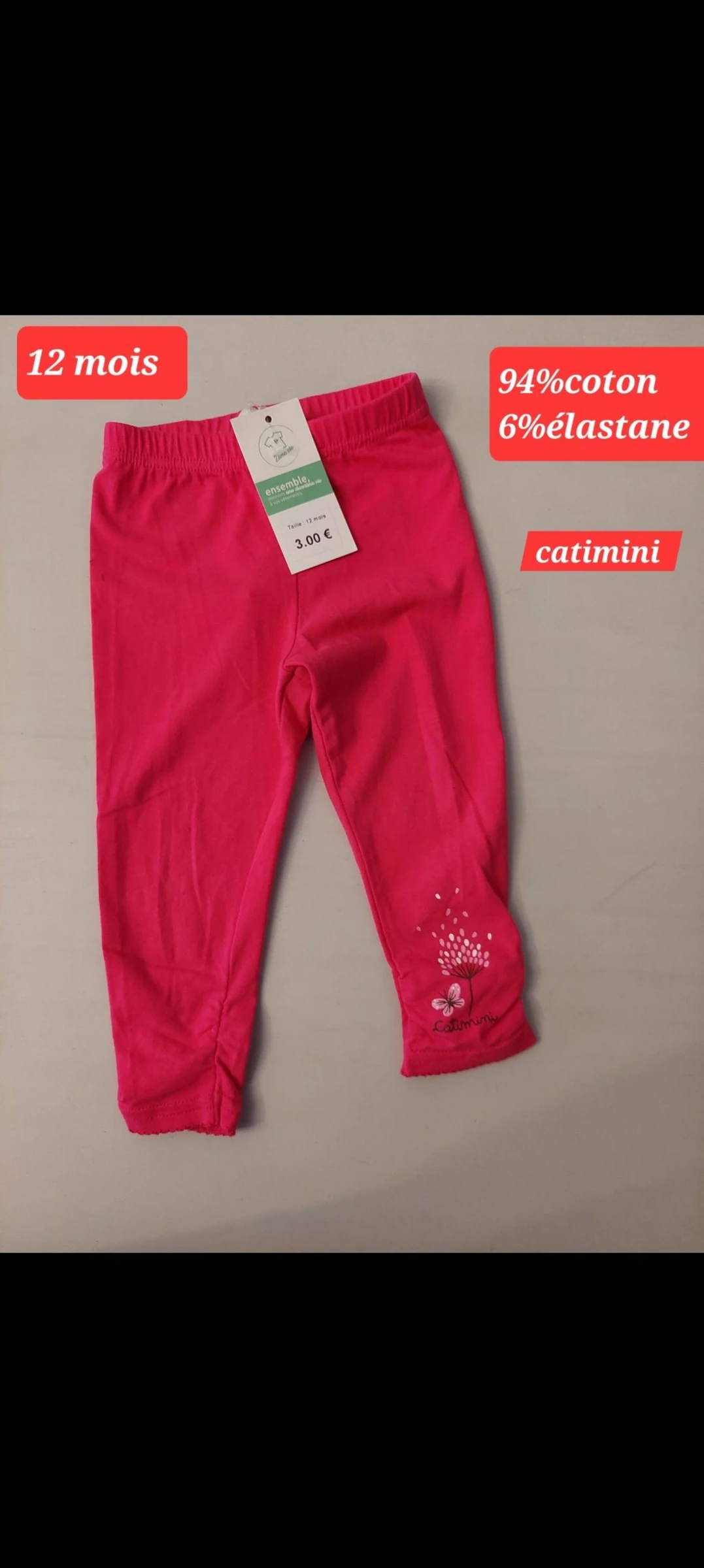 Lot of 3 leggings 12 months girl – photo 4